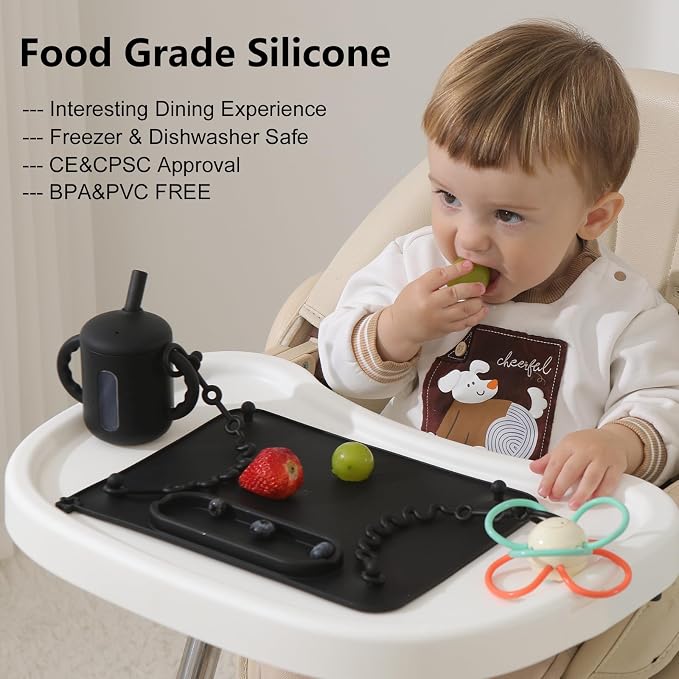 2 Pack Baby Silicone Mat, with Suction Base and 8 Stretchable Straps, Seposeve - Image 5
