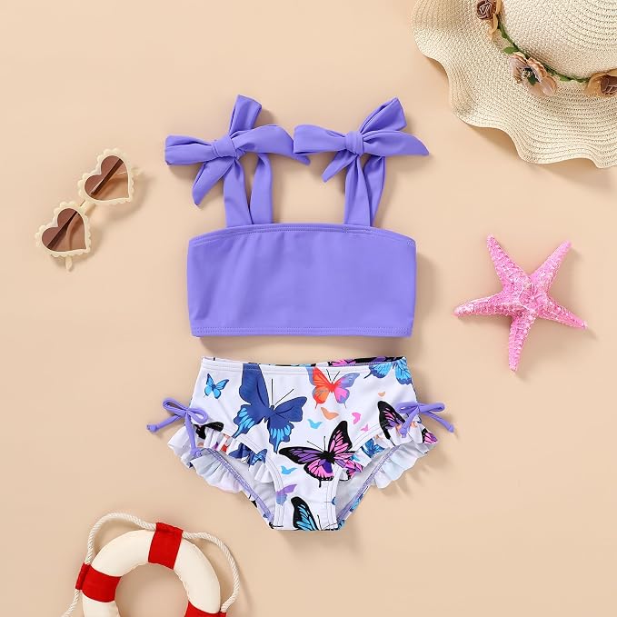Toddler Swimsuit Girl Color Block Stripe Swimwear Baby Girl Summer Beach - Image 2
