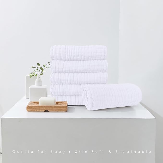 Muslin Burp Cloths 100% Cotton Large 20''x10'' Extra Soft and Absorbent Baby - Image 3