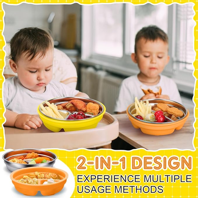 Nuogo 2 Pcs Stainless Steel Baby Suction Plates - Image 2
