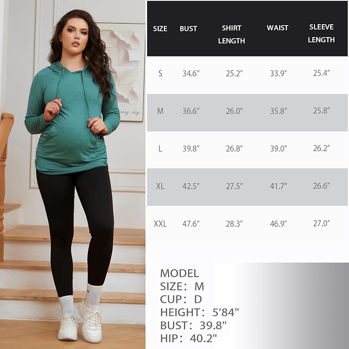 GINKANA Maternity Hoodie Long Sleeves Shirts Casual Maternity Top Pregnancy - Image 7