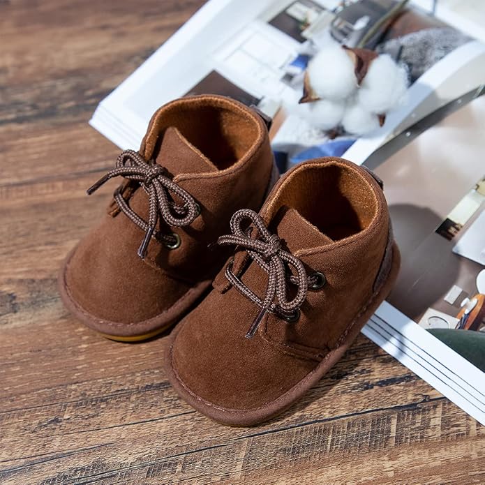 Baby Unisex Warm Snow Boots Newborn Leather Fur Lace Up Ankle Anti-Slip Rubber - Image 4