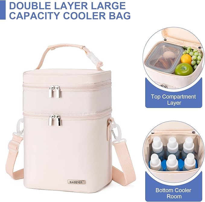 Breastmilk Cooler Bag with Ice Pack Fits 6 Baby Bottles Up to 9 Ounce - Image 2
