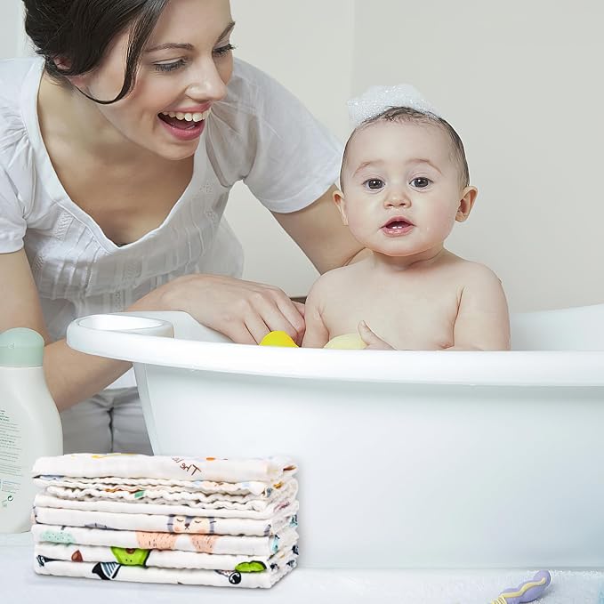 FOOK FISH Muslin Burp Cloths Cotton Burping Cloth 20'' X 10'' Pack of 6 - Image 8