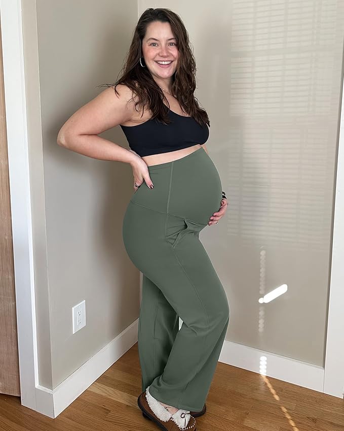 G4Free Maternity Pants Over The Belly Yoga Dress Work Pregnancy Pants Stretchy - Image 2