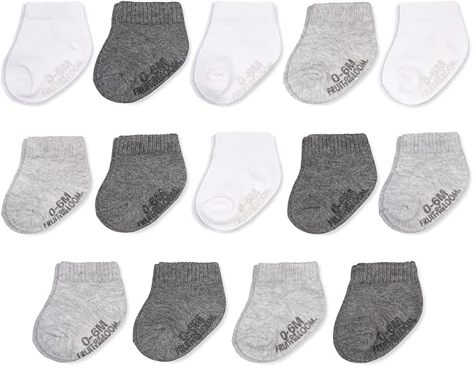 Fruit of the Loom Baby 14-Pack Grow & Fit Flex Zones Cotton Stretch Socks by FruitoftheLoom