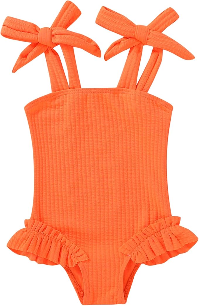 Happy Town Toddler Swimsuit Girl Solid Color Stripe One-Piece Baby Bathing Suits by HappyTown
