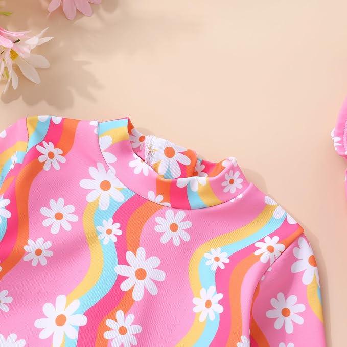 Infant Baby Girl Swimsuit One-Piece Long Sleeve Rash Guard - Image 5