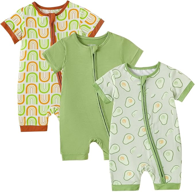 OPAWO Bamboo Baby Pajamas 3 Pack, Double Zipper Bamboo Sleepers by OPAWO