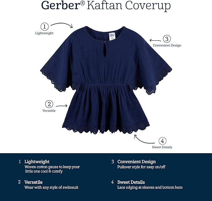 Gerber baby-girls Toddler Kaftan Swim Cover Up - Image 6