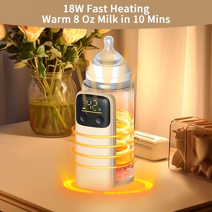 Portable Bottle Warmer, Travel-Friendly, Leak-Proof, Precise Temp-Control & LCD - Image 4