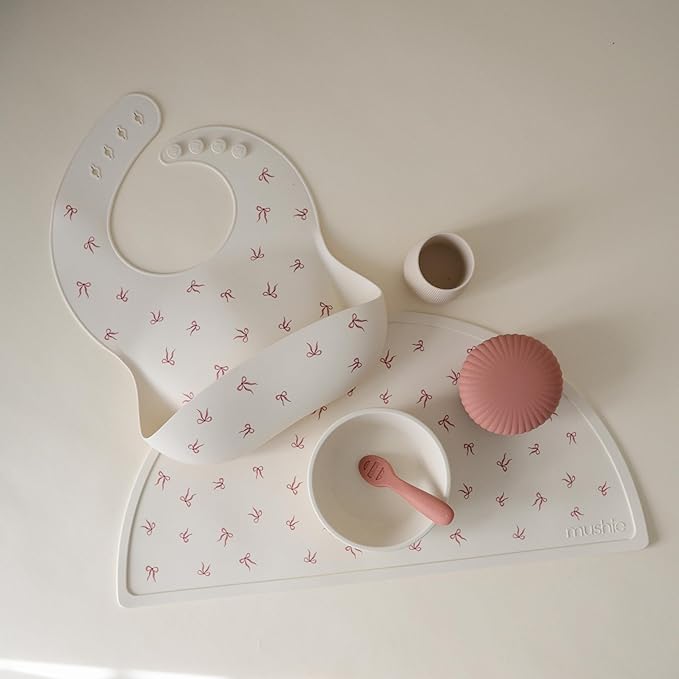 mushie Silicone Baby Bib | Adjustable Fit Waterproof Bibs - Image 3