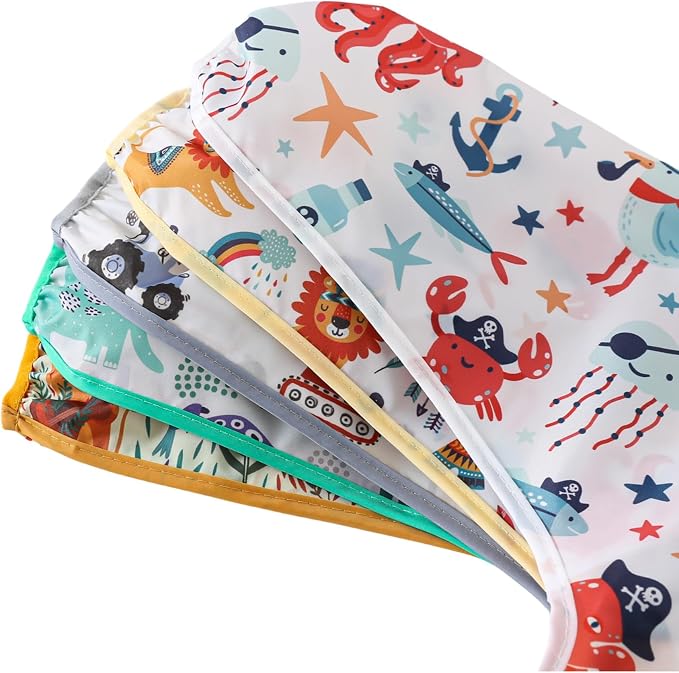 Sleeved Bib, 5 Pack, Waterproof Shirt Bibs - Image 6