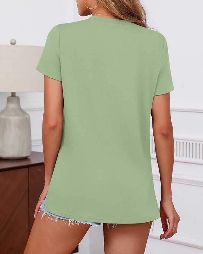 Ficerd 3 Pack Women's Maternity T Shirts, Short Sleeve Side Split Pregnancy - Image 3