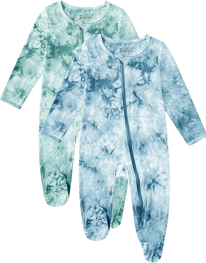 Jimonda Baby Girls Boys Footed Pajamas, Rayon From Bamboo, 2 Way Zipper Long by JimondaBaby