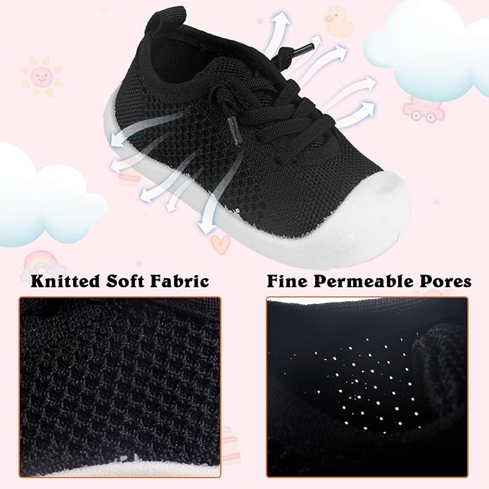 Baby Girl&Boy Toddler First Walking Shoes 6-12 Months Size 3 Black Barefoot - Image 4