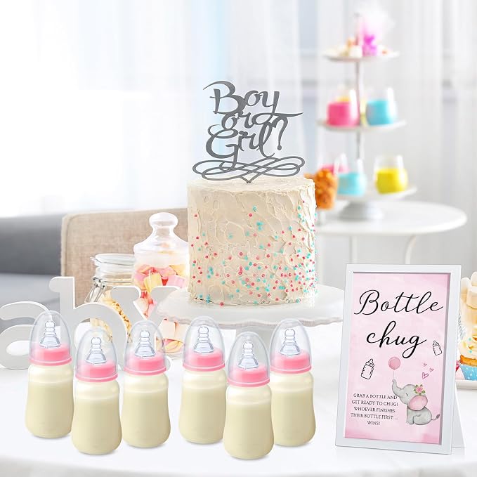 Roowest Bottle Chug Baby Shower Game Favors Including Pink Elephant Theme - Image 6