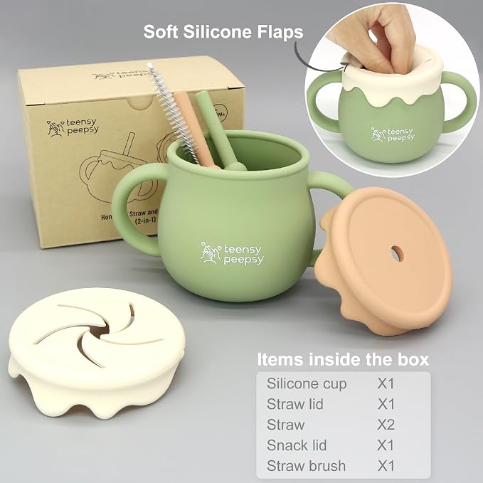 Honey Jar Pot 3-in-1 Silicone Training Cup 8.5oz, Baby Sippy Cup - Image 3