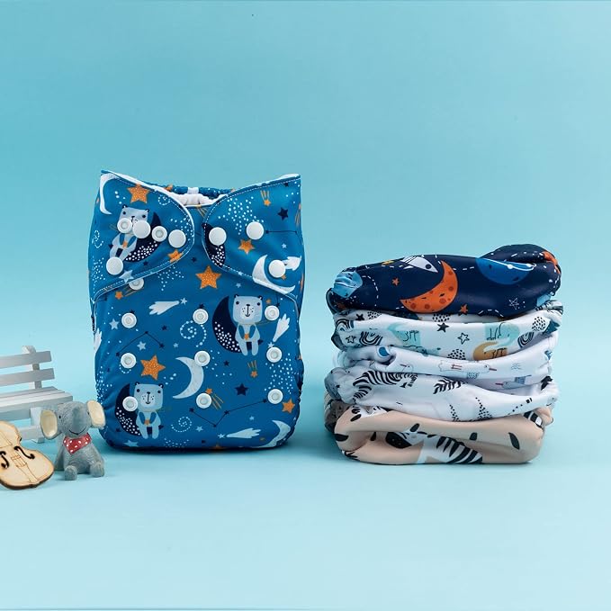 babygoal Reusable Cloth Diapers 6 Pack+6pcs Rayon from Bamboo Inserts+Wet Bag - Image 6