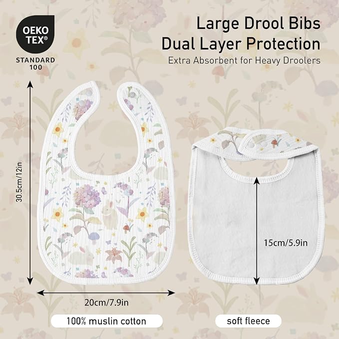 GLLQUEN BABY Muslin Drool Bibs for Boys Girls 8 Pack, Adjustable Baby Bibs for - Image 4