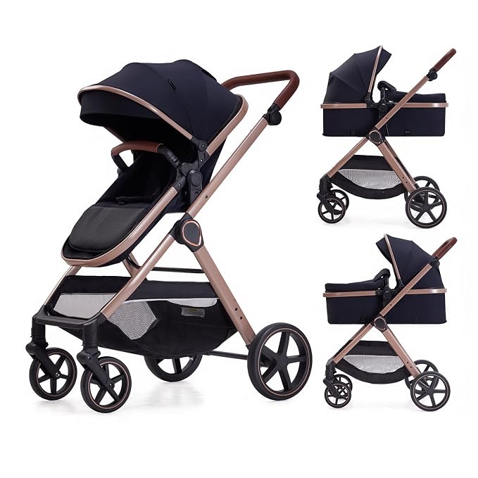 2 in 1 Baby Stroller, Newborn Infant Toddler Convertible Bassinet Pram Stroller by Lortsybab