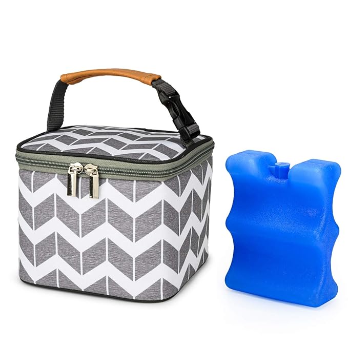 BreastMilk Cooler Bag with Ice Pack Fits 4 Large Baby Bottles Up to 5 Ounce by BABEYER