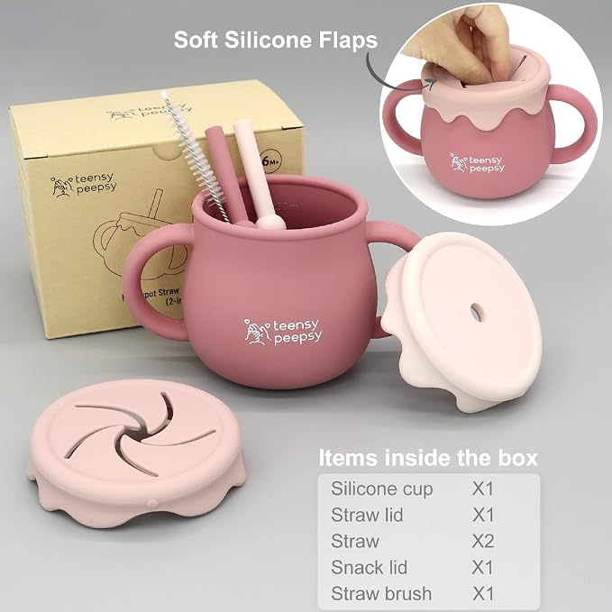 Honey Jar Pot 3-in-1 Silicone Training Cup 8.5oz, Baby Sippy Cup - Image 3