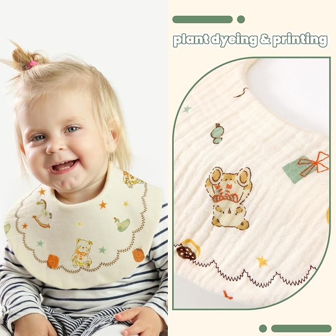 Baby Bibs Muslin Bibs for Baby Girl Boy for Drooling and Teething 10 Pack - Image 4
