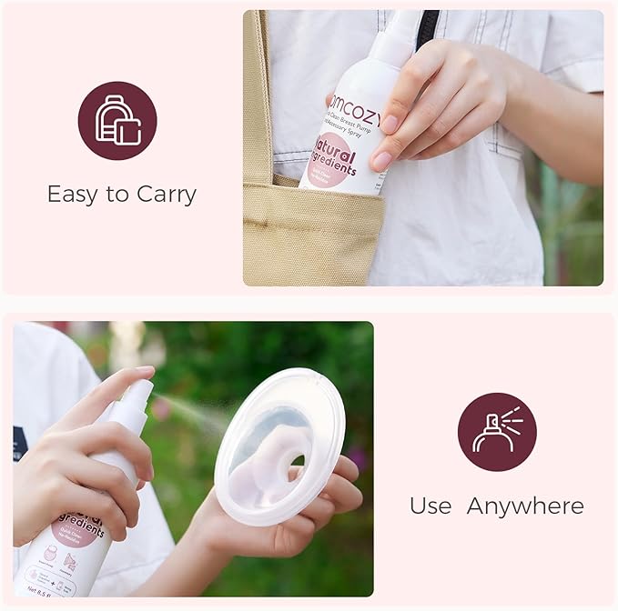 Momcozy Portable Breast Pump Cleaning Spray, Effective Milk Fat Removal & - Image 5