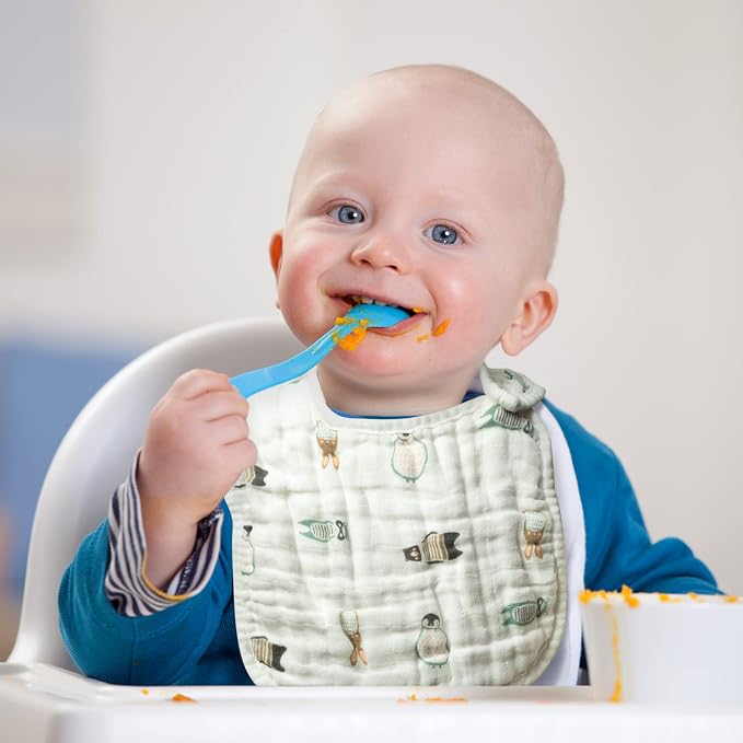 Zainpe 6Pcs Muslin Cotton Baby Bibs Snowflake Polar Bear Pattern Burp Cloths - Image 5