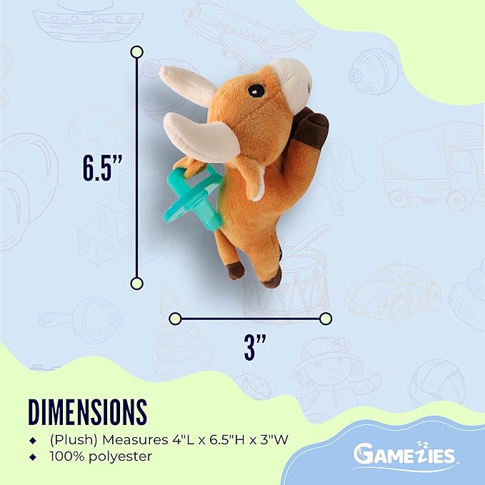 Gamezies Baby Boy and Girl Silicone Longhorn Plush Pacifier - Image 5