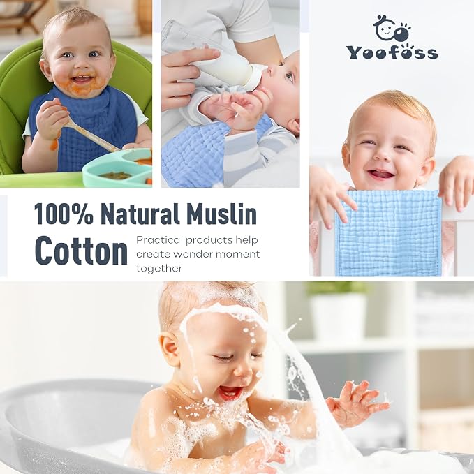 Yoofoss Muslin Burp Cloths for Baby 10 Pack 100% Cotton Baby Washcloths for - Image 6
