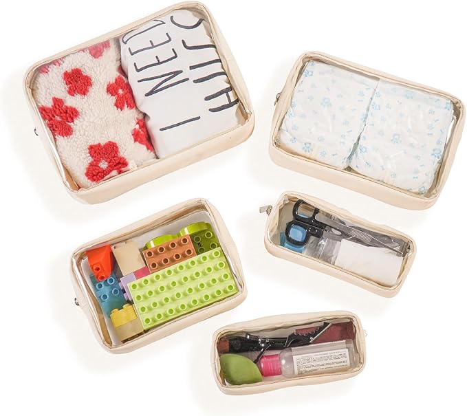 TSA Approved 5-Piece Diaper Bag Organizer Pouch Set Clear Waterproof TPU Kids - Image 6