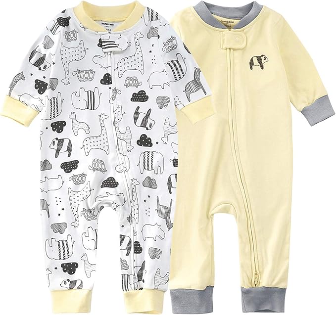 Teach Leanbh Baby 2-Pack Footless Pajamas Cotton Long Sleeve Printing 2 Way by TeachLeanbh