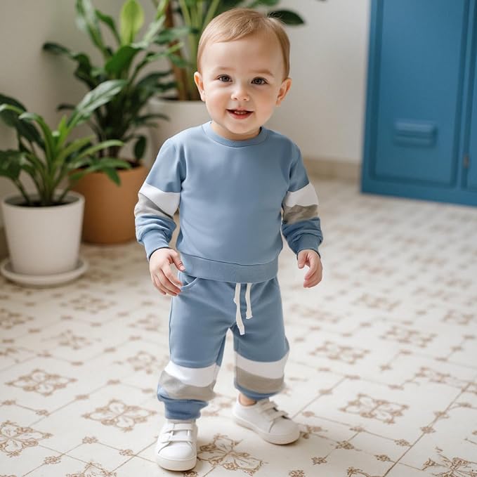 Kuriozud Toddler Baby Boy Fall Winter Clothes Long Sleeve Crewneck Pullover - Image 2