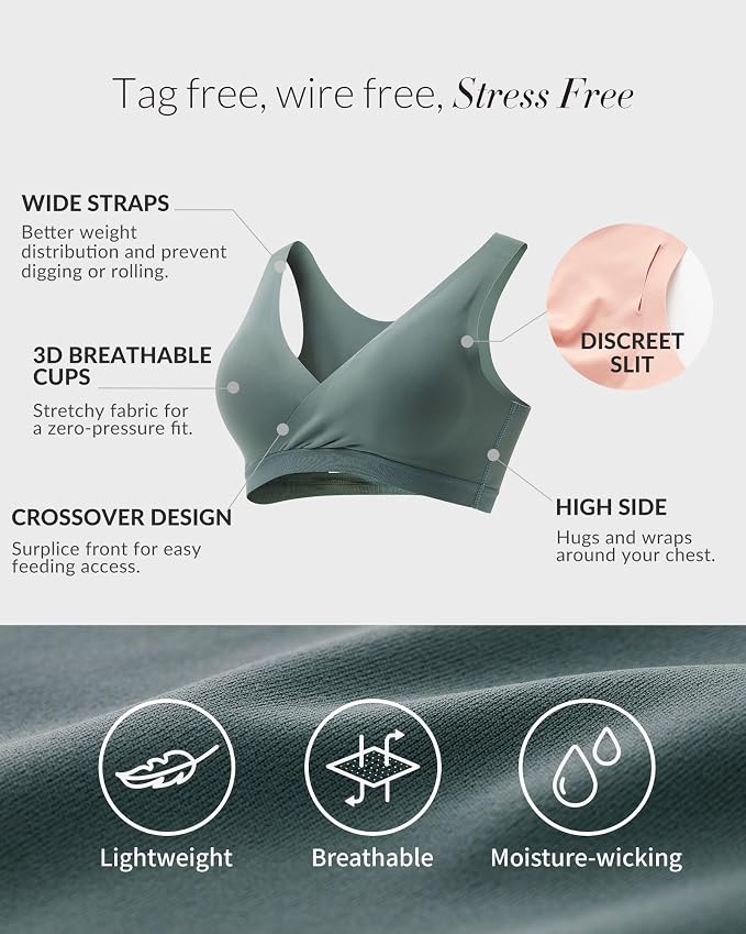 Mamaway Silky Crossover Nursing Maternity Wireless Bra, No Buckle, No Show - Image 3
