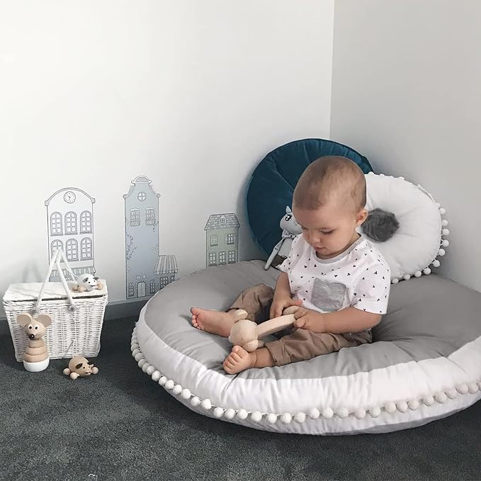 Large Kids Floor Cushion Seating, Circle Kids Floor Pillow by Kishome