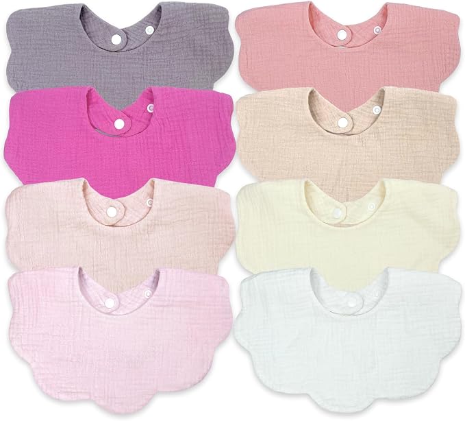Baby Bibs Muslin Bibs 8 Pack for Drooling and Teething for Unisex Girls Boys by DOSMINE