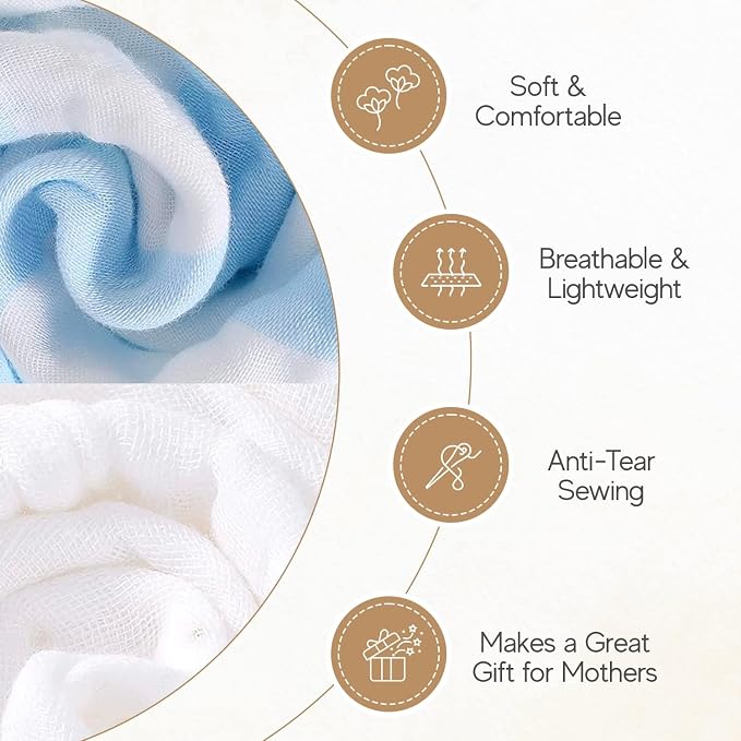 Muslin Hooded Baby Towel 4 Pack, Preuim Muslin 6 Layers Natural Cotton Baby - Image 4