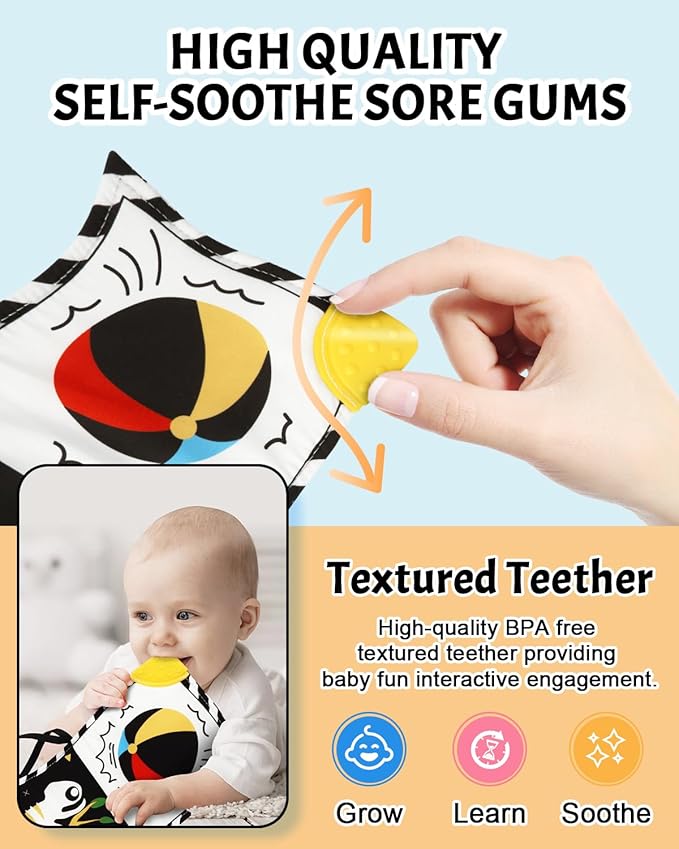 Tummy Time Toys, High Contrast Baby Book - Image 3