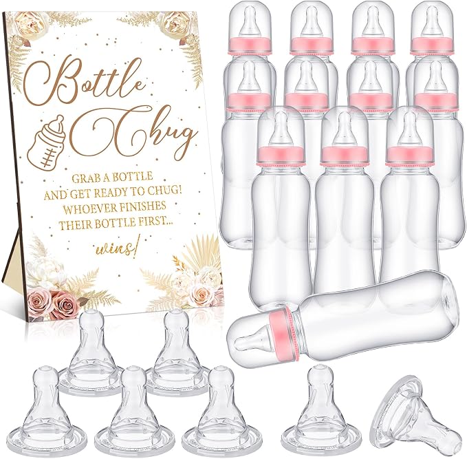 TrelaCo Cool Baby Shower Games Wooden Bottle Chug Sign Boho Theme Gift Sets and by TrelaCo