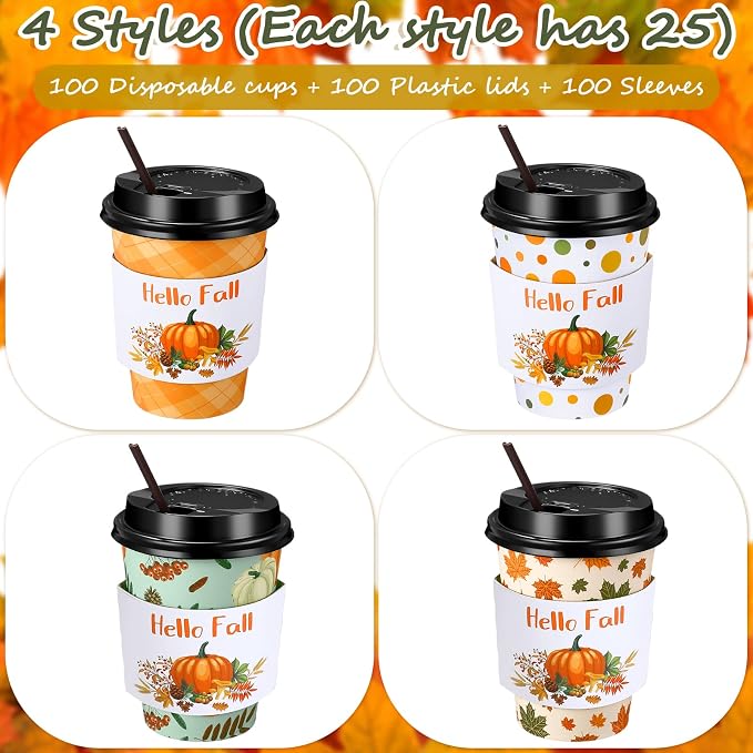 Lallisa 100 Sets Fall Thanksgiving Coffee Cup Bulk - Image 4