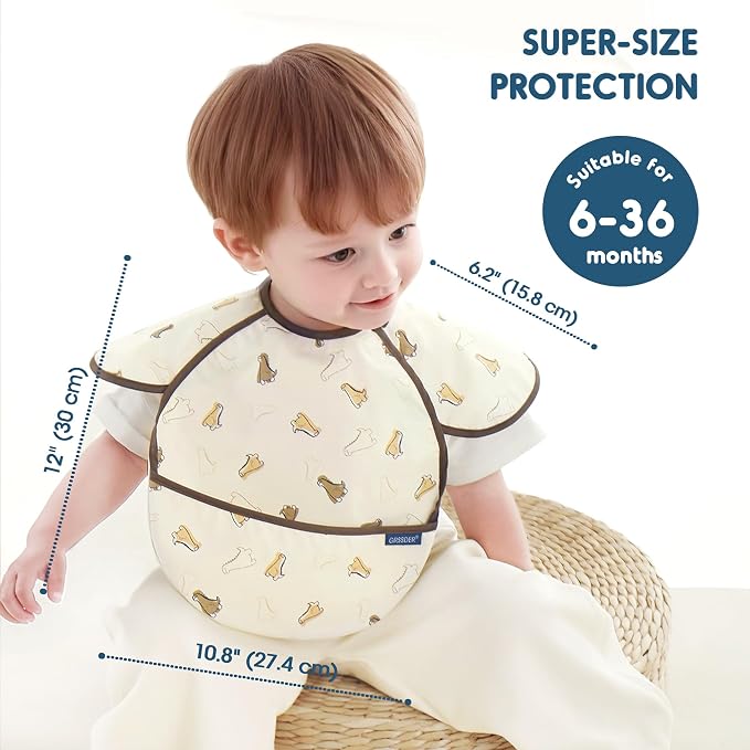GRSSDER 3-pack Mess Proof Baby Feeding Bibs - Image 2