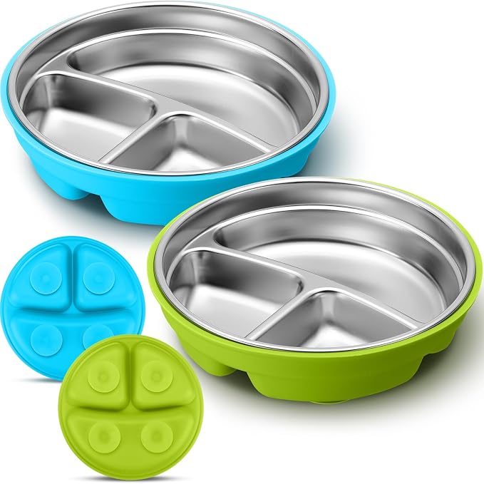 Nuogo 2 Pcs Stainless Steel Baby Suction Plates by Nuogo