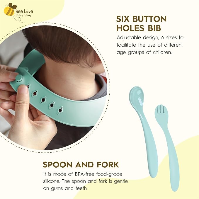 Bee Love Silicone Baby Feeding Set | BPA Free Baby Led Weaning Utensils Set - Image 4