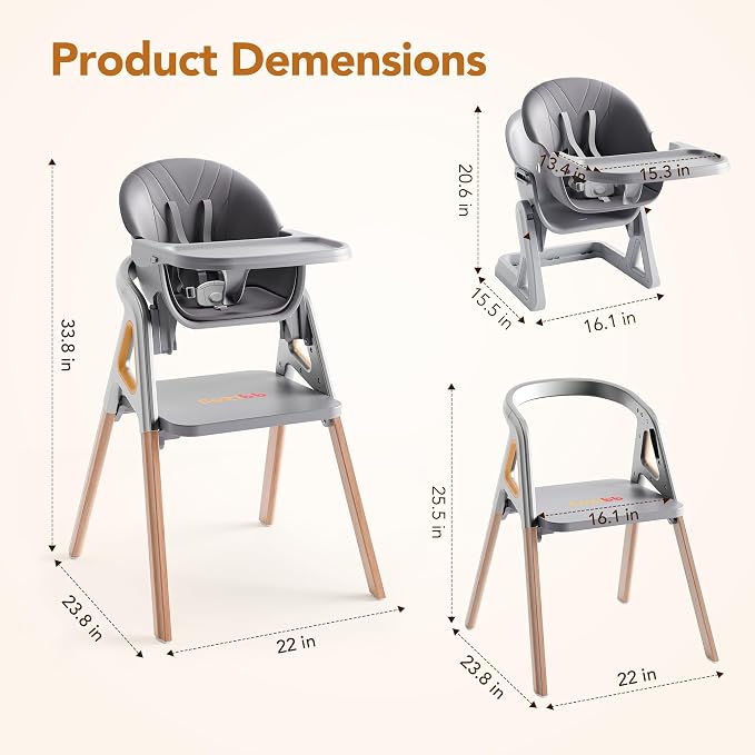 CoziBB Baby High Chair, 6-in-1 Convertible Growing Baby High Chair - Image 7