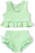 HAPPYMA Baby Swimsuit Toddler Girl Bathing Suit Summer Solid Color Bikini Set by FuntodressHappyChildhood