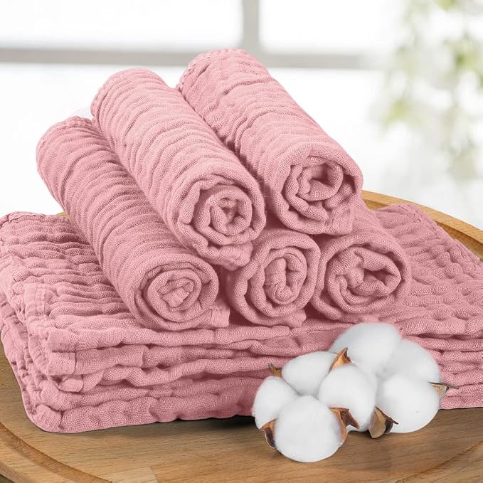 Yoofoss Muslin Burp Cloths for Baby 10 Pack 100% Cotton Baby Washcloths for - Image 2
