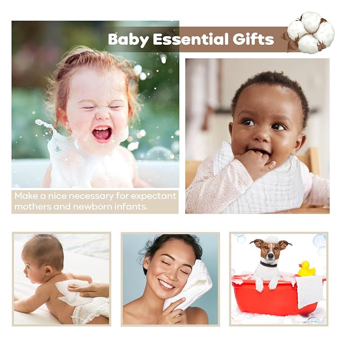 Yoofoss Muslin Baby Washcloths 100% Cotton Face Towels 6 Pack Wash Cloths - Image 7