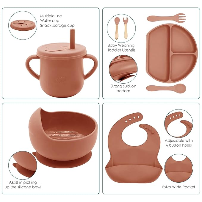 100% Silicone Baby Feeding Set, BPA Free Baby Dishes Set - Image 3